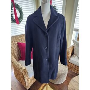L.L Bean Black Wool Pea Coat Women's Size 10 Petite Thinsulate